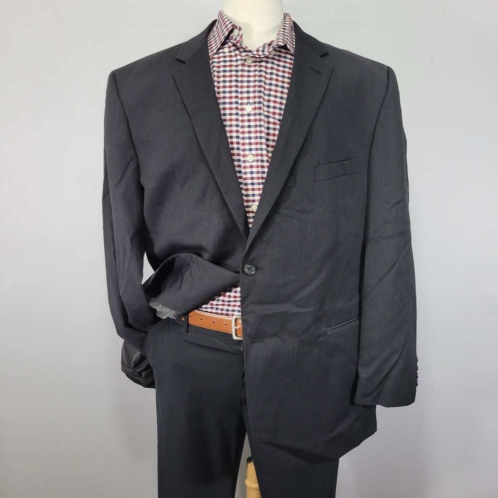 Pronto Uomo Platinum Men's Sport Coat Blazer Two‎ Button Charcoal Gray Wool 50L